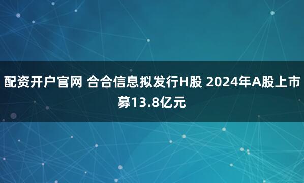 配资开户官网 合合信息拟发行H股 2024年A股上市募13.8亿元